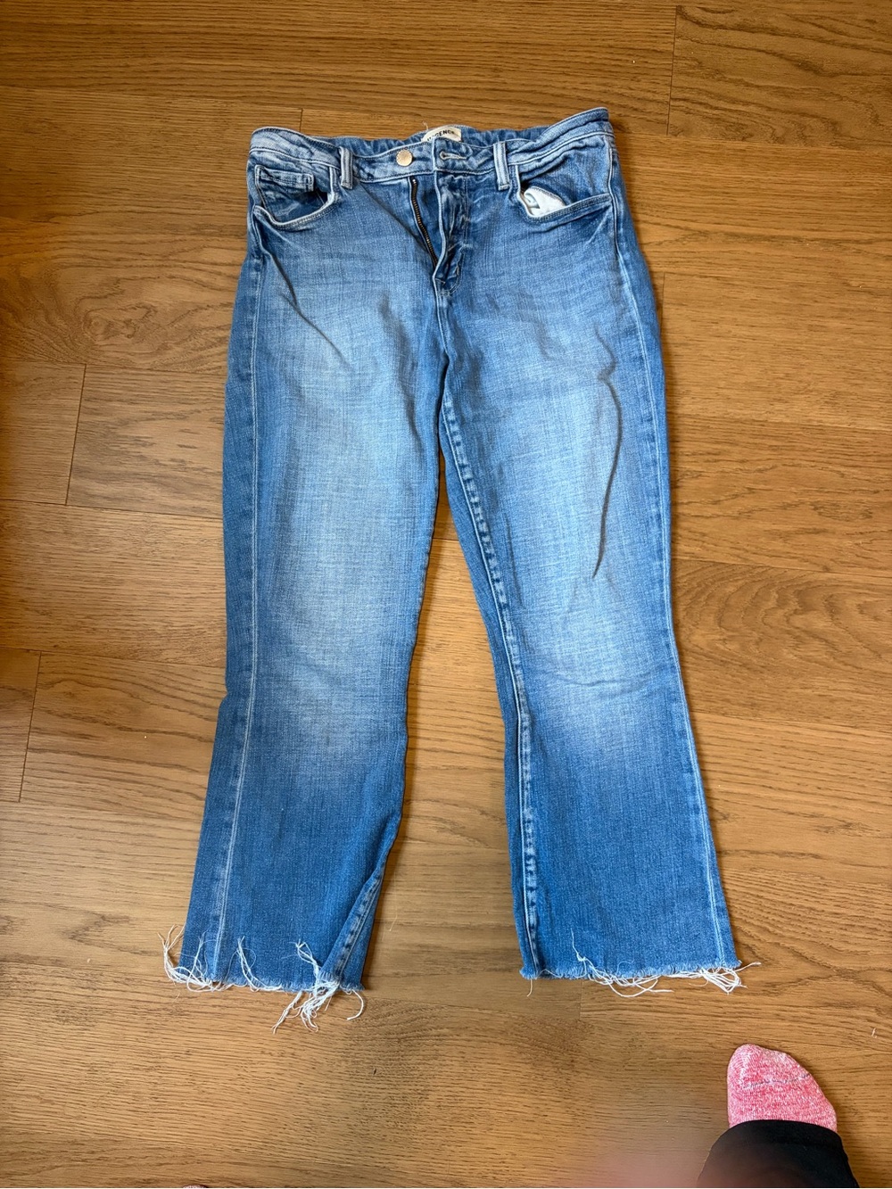 L'AGENCE Light Blue Cropped Raw Hem Jeans